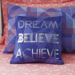 Foil Slogan Cushion Blue
