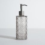 Embossed Glass Grey Lotion Dispenser Grey