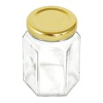 Pack Of Six Hexagonal Glass 110ml Screw Lid Jars Clear