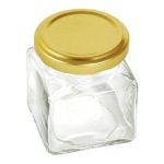 Pack Of Six Glass Square 130ml Screw Lid Jars Clear