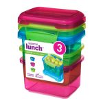 Pack of 3 Sistema 400ml Plastic Lunch Boxes Multi coloured