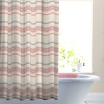 Tevah Banded Shower Curtain Coral