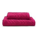 Chevron Sculptured Cerise Towel Cerise (Pink)