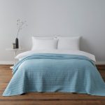 Channel Stitch Duck Egg Bedspread Mauve