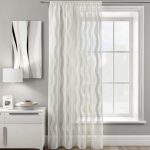 Wavy Stripe Ivory Slot Top Single Voile Panel Cream