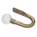 Ribbed Glass Ball Antique Brass Holdbacks Satin Steel