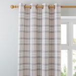 Fyfe Pink and Grey Eyelet Curtains Pink