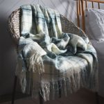 Faux Mohair Check 130cm x 180cm Throw Blue