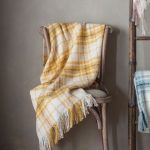 Faux Mohair Check 130cm x 180cm Throw Yellow