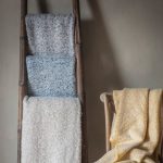 Herringbone Ink Faux Mohair Throw Blue