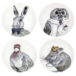 Set Of 4 Forest Friends Side Plates White
