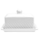 Quilted White Butter Dish White