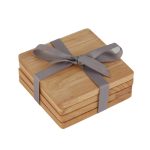 Pack Of 4 Rubberwood Coasters Wood