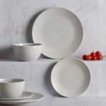 Quilted Grey 12 Piece Dinner Set Grey