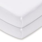 Pack of 2 White 100% Cotton Jersey Cot Fitted Sheets White