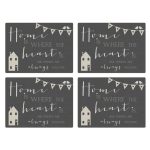 Pack Of Four Grey Slogan House Placemats Grey