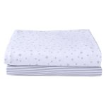 Clair de Lune Pack of 2 Printed Grey Pram or Crib Sheets Grey