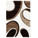 Ivory and Brown Fashion Circles Rug Natural