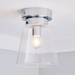 Delavin Bathroom Glass Flush Light Fitting Silver