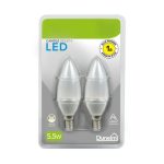 Dunelm Pack of 2 Dimmable 5.5W Pearl LED Candle Bulb White