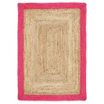 Jute Border Rug Natural/Pink