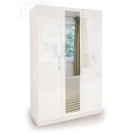 Angel High Gloss 3 Door Mirror Wardrobe White