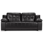 Coco 3 Seater Leather Sofa Black
