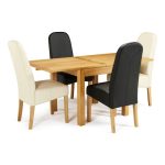 Lambeth 80-160cm Dining Set with 4 Marlow Faux Leather Chairs Natural