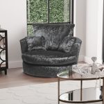 Michigan Velvet Swivel Chair Black