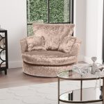 Michigan Velvet Swivel Chair Cream
