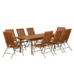 Royal Craft 8 Seat Extendable Dining Table and Lankawi Recliner Chairs Brown