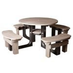 Round Grey Picnic Table Grey