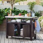 Wheeled Double Barbecue Table Brown