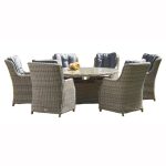 Royal Craft Wentworth 6 Seat Oval Highback Comfort Dining Set Beige
