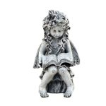 Angel Reading Statue Grey