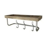 Wooden Shelf With Hooks Natural
