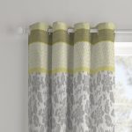 Catherine Lansfield Oriental Birds Yellow Eyelet Curtains Yellow