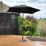 2.4m Wooden Black Garden Parasol Black