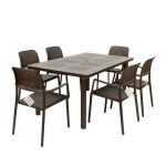 Libeccio Bora 6 Seat Dining Set Brown