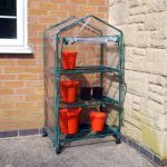 3 Tier Greenhouse on Wheels Green