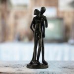 Elur Cast Iron Couple in Embrace Figurine Brown