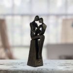 Elur Cast Iron Mother and Child Figurine Brown