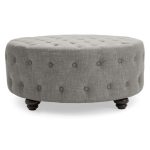Pippa Light Grey Circular Footstool Light Grey