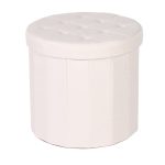 Round Cream Shoe Storage Ottoman Cream