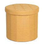 Round Ochre Shoe Storage Ottoman Ochre