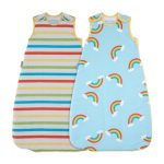 Grobag Wash and Wear Rainbow Stripe Twin Pack 2.5 Tog Sleeping Bags Blue, Yellow, Red and Green