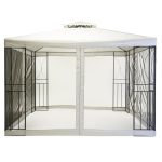 Steel Cream Gazebo with Fly Screen Cream