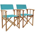 Charles Bentley Teal Wooden Pack of 2 Folding Directors Chairs Blue