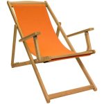 Charles Bentley Orange Wooden Deck Chair Orange