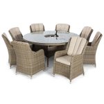 Maze Rattan Winchester 8 Seat Round Dining Set with Ice Bucket and Venice Chairs Brown